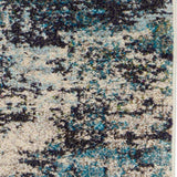 2' X 8' Ivory And Teal Blue Abstract Power Loom Non Skid Runner Rug - Homeroots - Flyclothing LLC