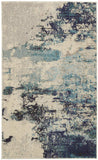 3' X 5' Ivory And Teal Blue Abstract Power Loom Non Skid Area Rug - Homeroots - Flyclothing LLC