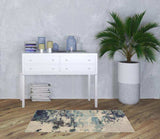 3' X 5' Ivory And Teal Blue Abstract Power Loom Non Skid Area Rug - Homeroots - Flyclothing LLC