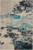 4' X 6' Ivory And Teal Blue Abstract Power Loom Non Skid Area Rug - Homeroots - Flyclothing LLC