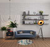 4' X 4' Ivory And Teal Blue Round Abstract Power Loom Non Skid Area Rug - Homeroots - Flyclothing LLC