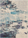 5' X 7' Ivory And Teal Blue Abstract Power Loom Non Skid Area Rug - Homeroots - Flyclothing LLC