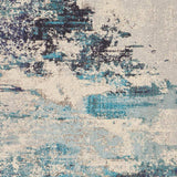 5' X 7' Ivory And Teal Blue Abstract Power Loom Non Skid Area Rug - Homeroots - Flyclothing LLC