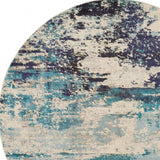 8' X 8' Ivory And Teal Blue Round Abstract Power Loom Non Skid Area Rug - Homeroots - Flyclothing LLC