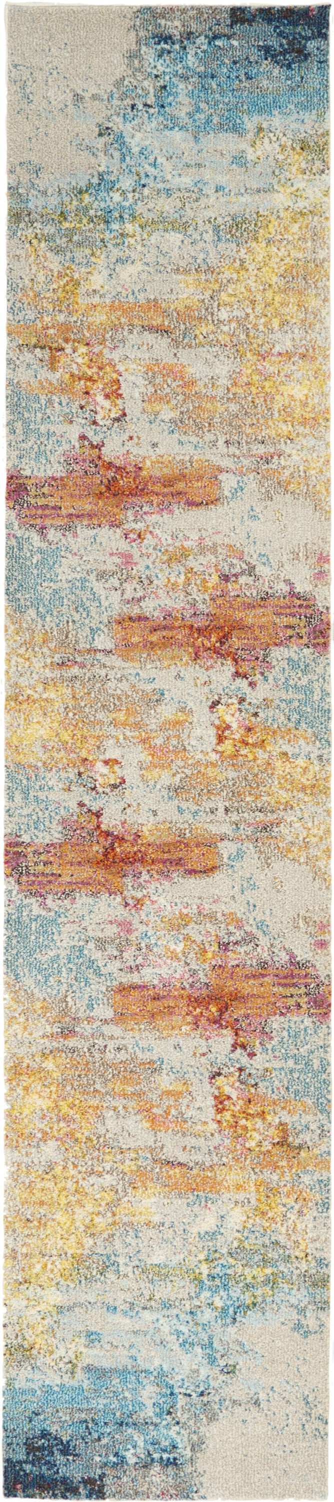 2' X 8' Sealife Abstract Power Loom Non Skid Runner Rug - Homeroots - Flyclothing LLC