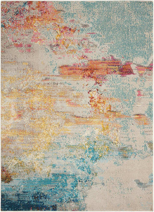 4' X 6' Sealife Abstract Power Loom Non Skid Area Rug - Homeroots - Flyclothing LLC