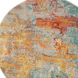 4' X 4' Ivory and Aqua Round Abstract Power Loom Non Skid Area Rug - Homeroots - Flyclothing LLC