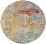 8' X 8' Sealife Round Abstract Power Loom Non Skid Area Rug - Homeroots - Flyclothing LLC