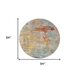 8' X 8' Sealife Round Abstract Power Loom Non Skid Area Rug - Homeroots - Flyclothing LLC