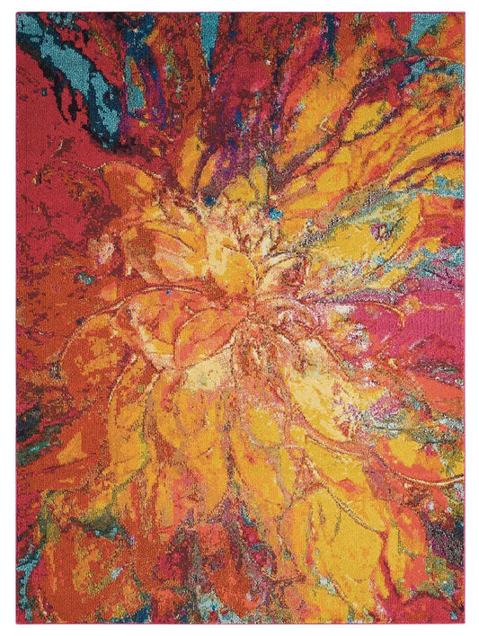 5' X 7' Cayenne Abstract Power Loom Non Skid Area Rug - Homeroots - Flyclothing LLC