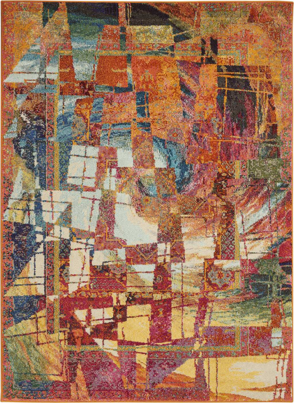 4' X 6' Stained Glass Abstract Power Loom Non Skid Area Rug - Homeroots - Flyclothing LLC