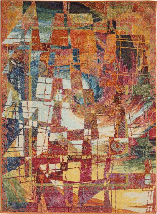 4' X 6' Stained Glass Abstract Power Loom Non Skid Area Rug - Homeroots - Flyclothing LLC