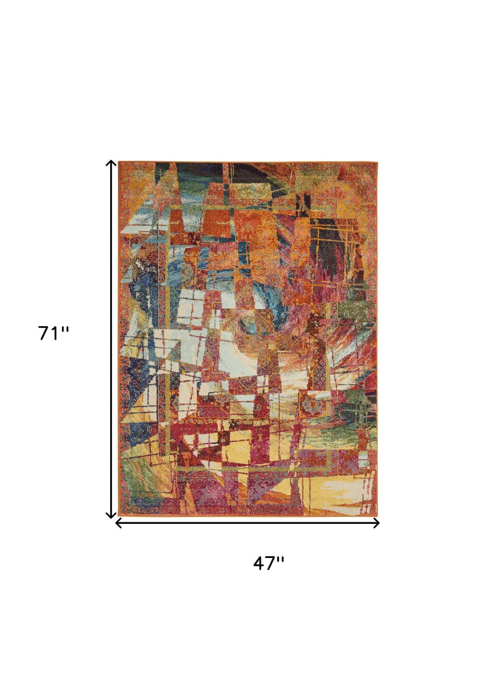 4' X 6' Stained Glass Abstract Power Loom Non Skid Area Rug - Homeroots - Flyclothing LLC