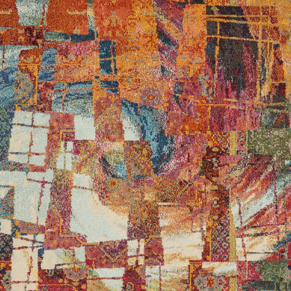 4' X 6' Stained Glass Abstract Power Loom Non Skid Area Rug - Homeroots - Flyclothing LLC