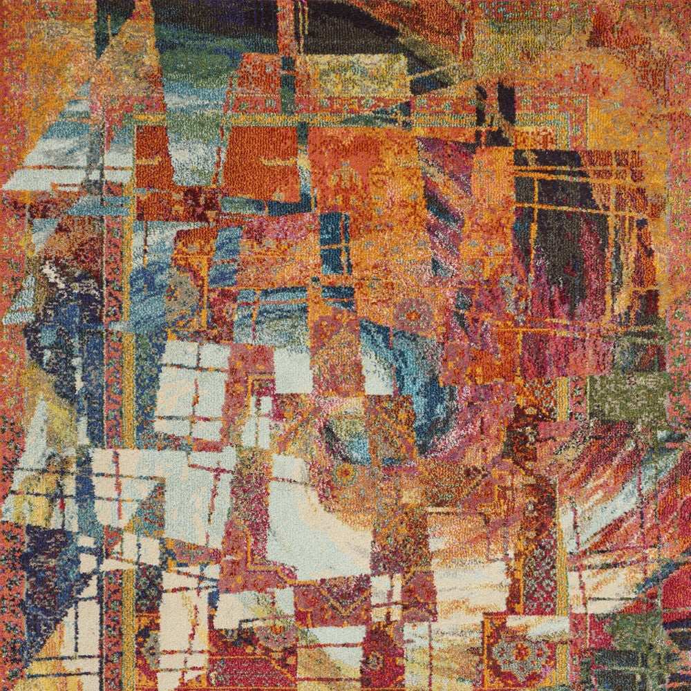 4' X 6' Stained Glass Abstract Power Loom Non Skid Area Rug - Homeroots - Flyclothing LLC