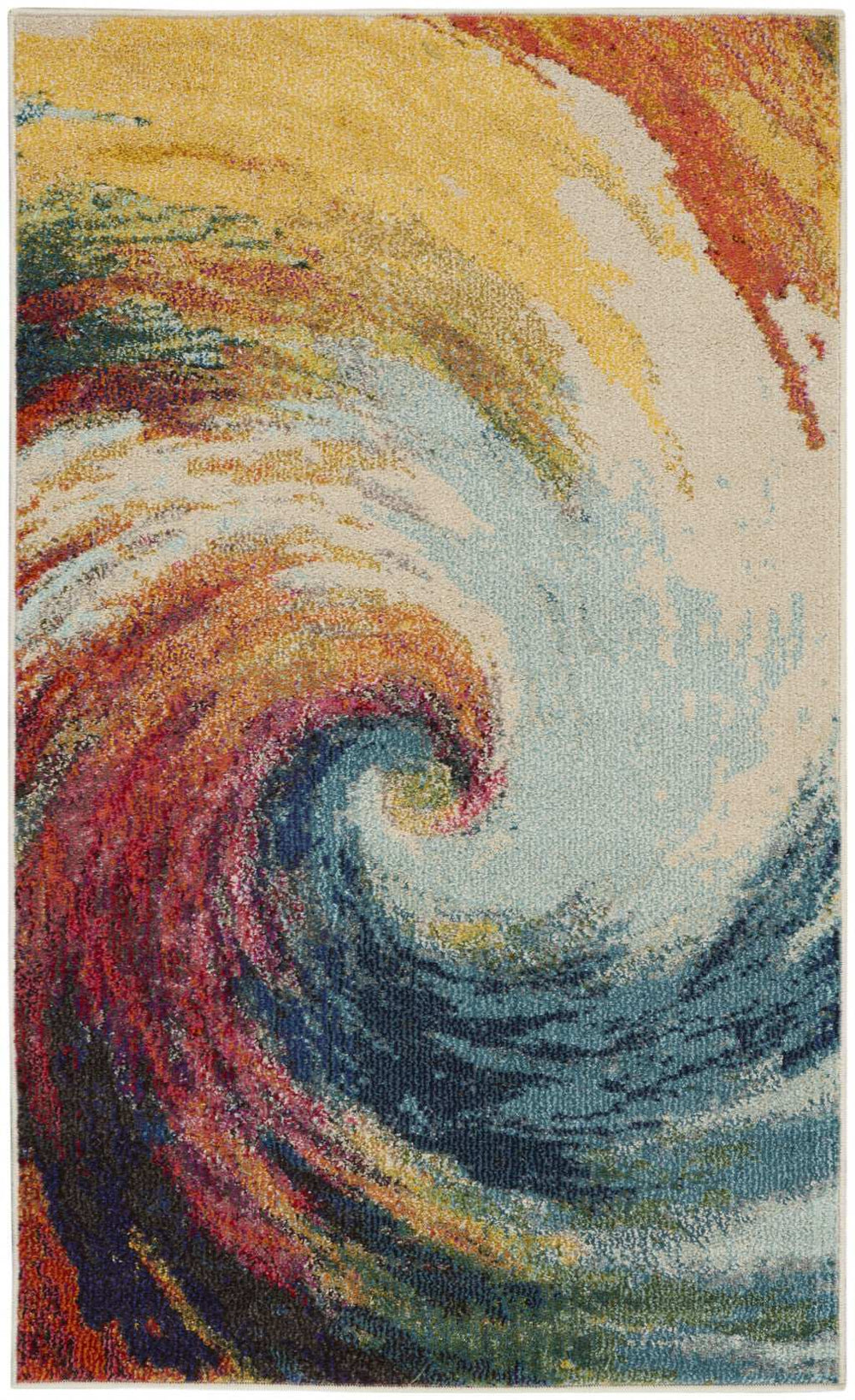 3' X 5' Wave Abstract Power Loom Non Skid Area Rug - Homeroots - Flyclothing LLC