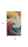 3' X 5' Wave Abstract Power Loom Non Skid Area Rug - Homeroots - Flyclothing LLC