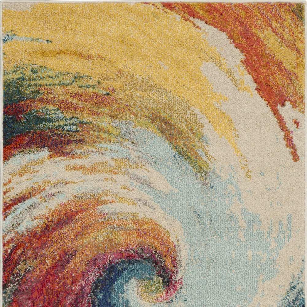3' X 5' Wave Abstract Power Loom Non Skid Area Rug - Homeroots - Flyclothing LLC