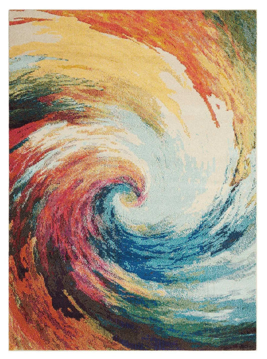4' X 6' Wave Abstract Power Loom Non Skid Area Rug - Homeroots - Flyclothing LLC