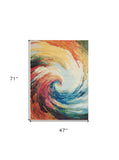4' X 6' Wave Abstract Power Loom Non Skid Area Rug - Homeroots - Flyclothing LLC