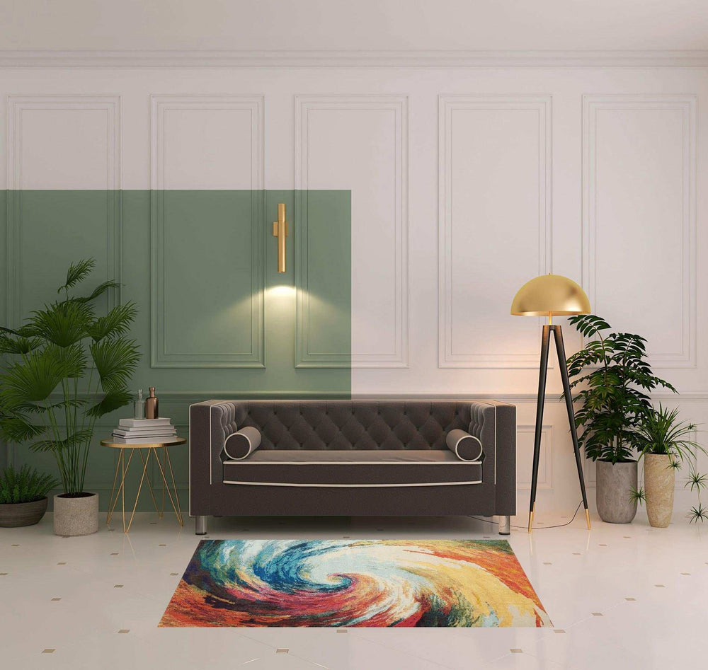 4' X 6' Wave Abstract Power Loom Non Skid Area Rug - Homeroots - Flyclothing LLC