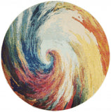 4' X 4' Wave Round Abstract Power Loom Non Skid Area Rug - Homeroots - Flyclothing LLC
