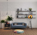 4' X 4' Wave Round Abstract Power Loom Non Skid Area Rug - Homeroots - Flyclothing LLC