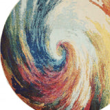 5' X 5' Wave Round Abstract Power Loom Non Skid Area Rug - Homeroots - Flyclothing LLC