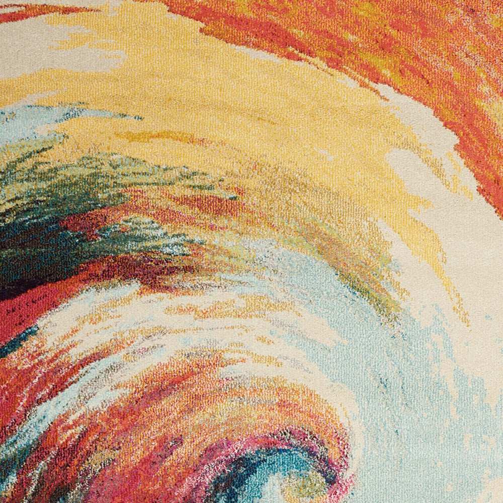 5' X 7' Wave Abstract Power Loom Non Skid Area Rug - Homeroots - Flyclothing LLC