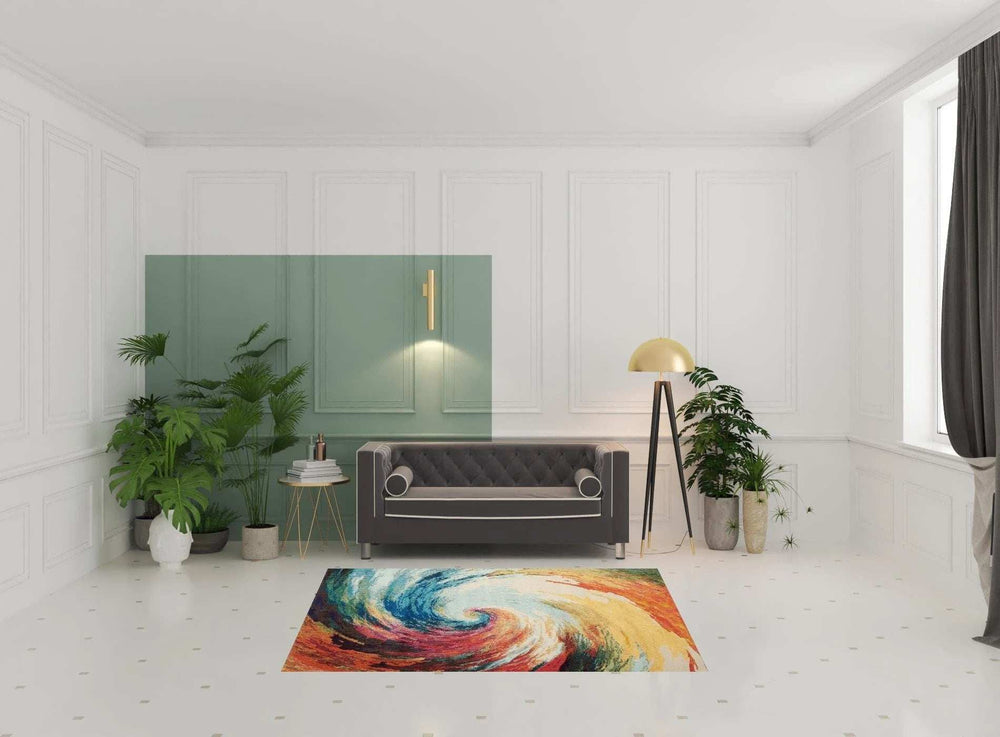 5' X 7' Wave Abstract Power Loom Non Skid Area Rug - Homeroots - Flyclothing LLC