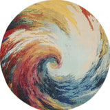 8' X 8' Wave Round Abstract Power Loom Non Skid Area Rug - Homeroots - Flyclothing LLC
