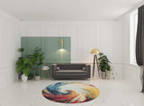 8' X 8' Wave Round Abstract Power Loom Non Skid Area Rug - Homeroots - Flyclothing LLC