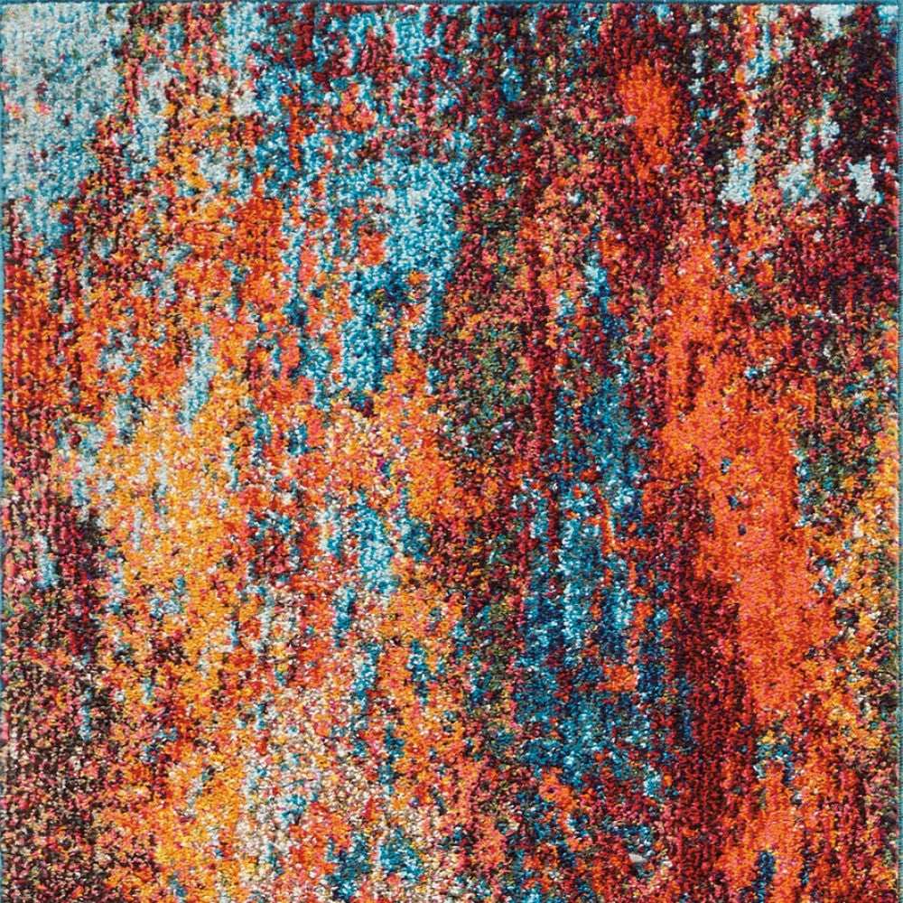 2' X 8' Atlantic Abstract Power Loom Non Skid Runner Rug - Homeroots - Flyclothing LLC