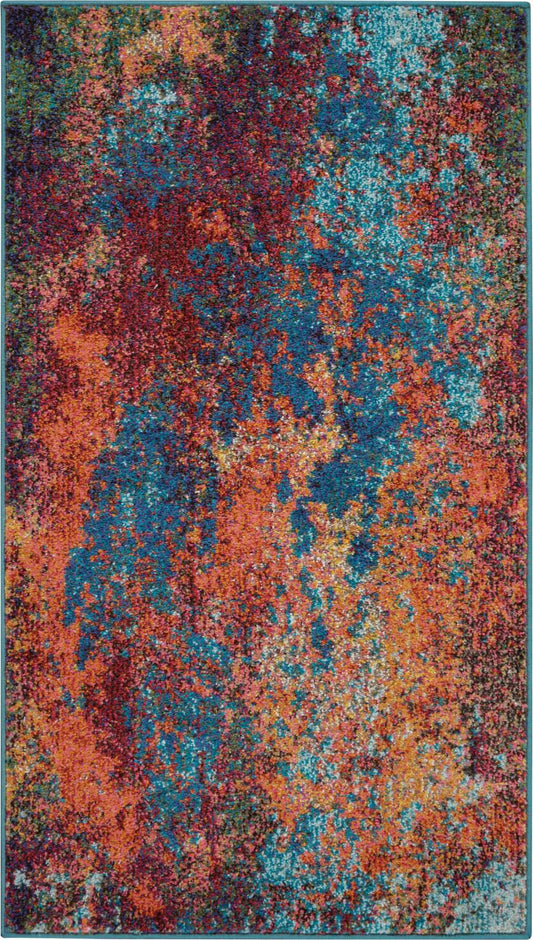 3' X 5' Atlantic Abstract Power Loom Non Skid Area Rug - Homeroots - Flyclothing LLC