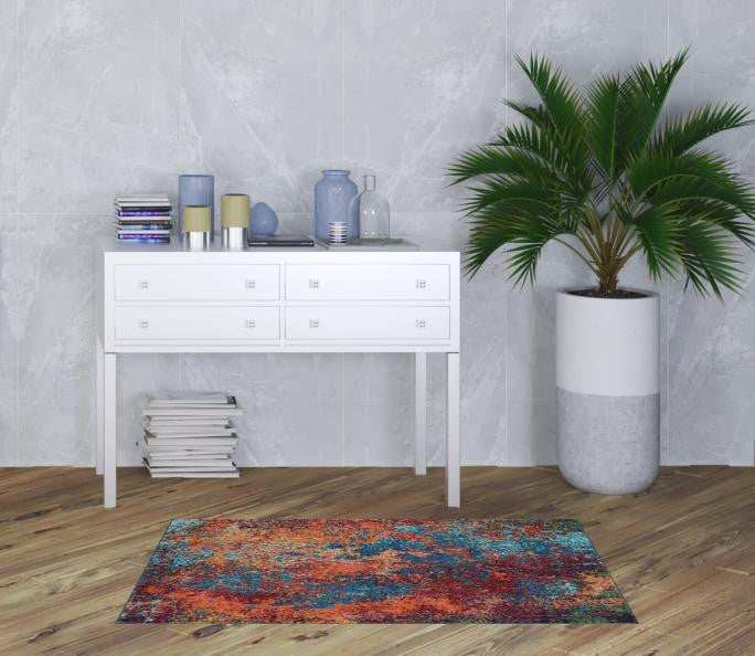 3' X 5' Atlantic Abstract Power Loom Non Skid Area Rug - Homeroots - Flyclothing LLC