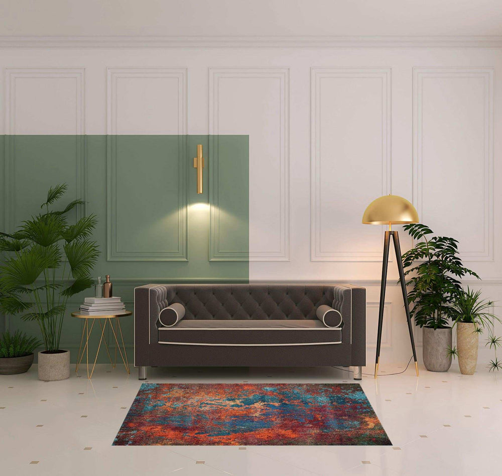 4' X 6' Atlantic Abstract Power Loom Non Skid Area Rug - Homeroots - Flyclothing LLC