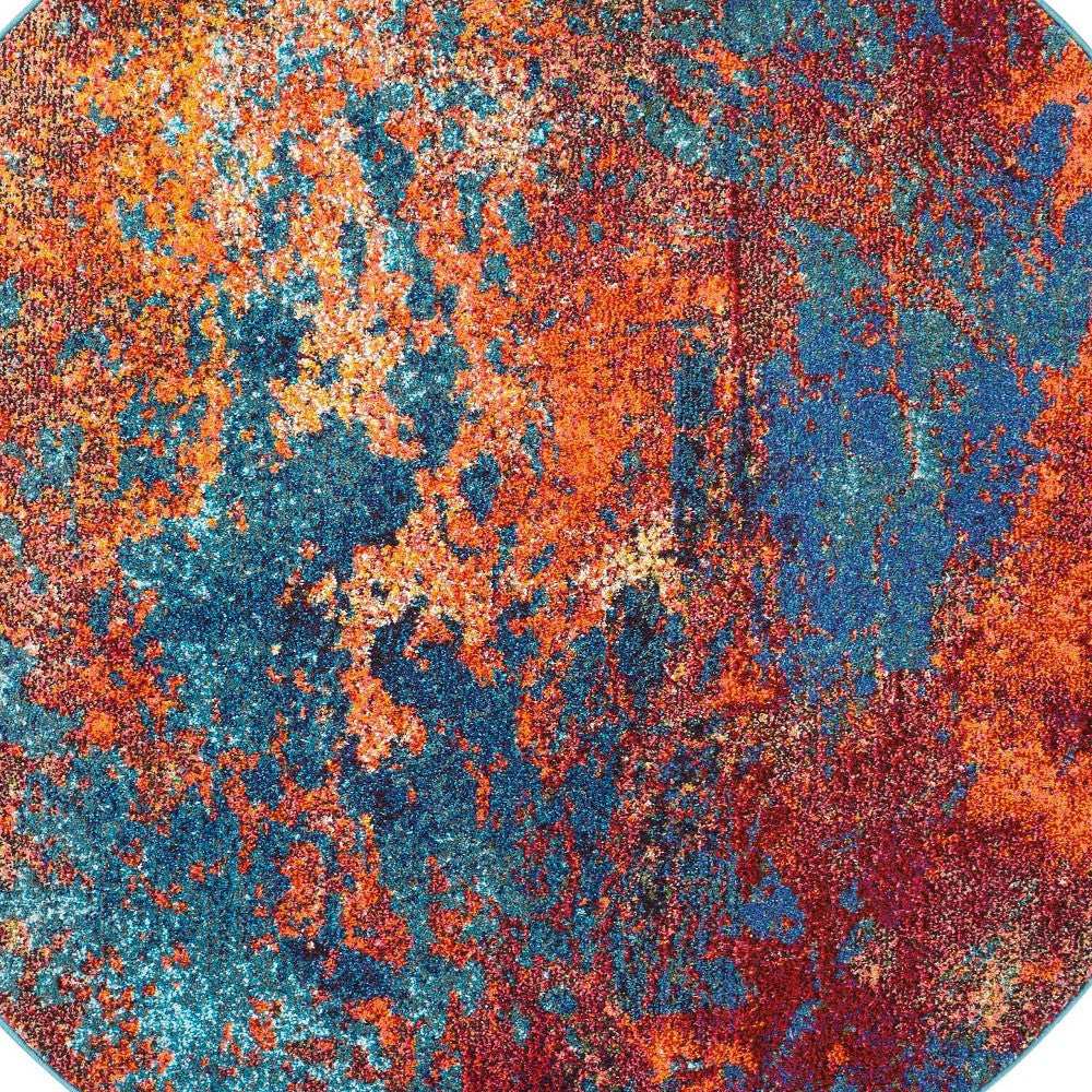 5' X 5' Atlantic Round Abstract Power Loom Non Skid Area Rug - Homeroots - Flyclothing LLC