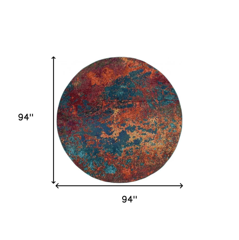 8' X 8' Atlantic Round Abstract Power Loom Non Skid Area Rug - Homeroots - Flyclothing LLC