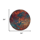 8' X 8' Atlantic Round Abstract Power Loom Non Skid Area Rug - Homeroots - Flyclothing LLC