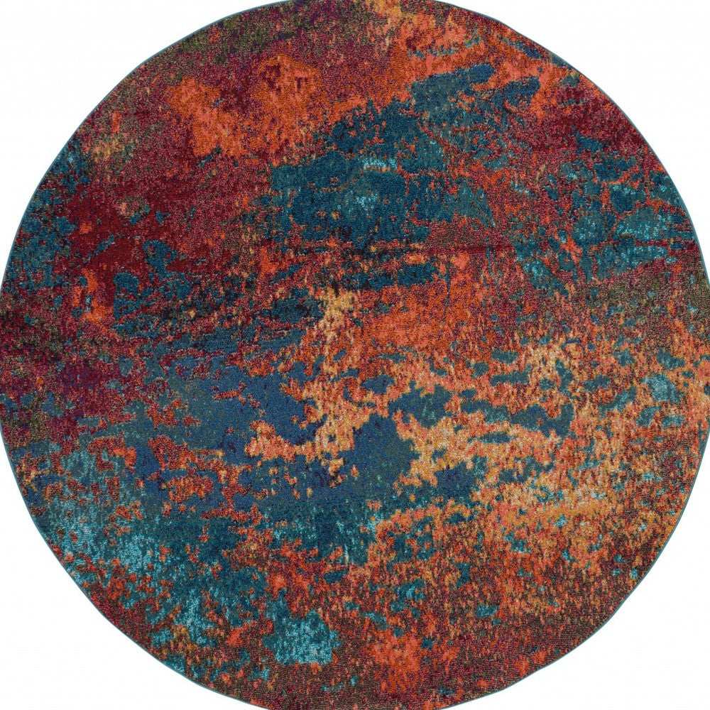 8' X 8' Atlantic Round Abstract Power Loom Non Skid Area Rug - Homeroots - Flyclothing LLC