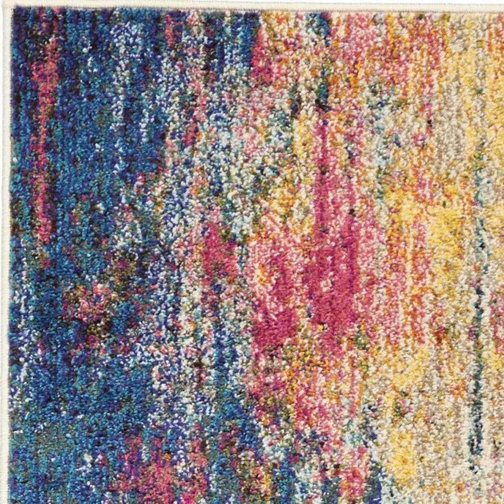 2' X 6' Blue And Yellow Abstract Power Loom Non Skid Area Rug - Homeroots - Flyclothing LLC