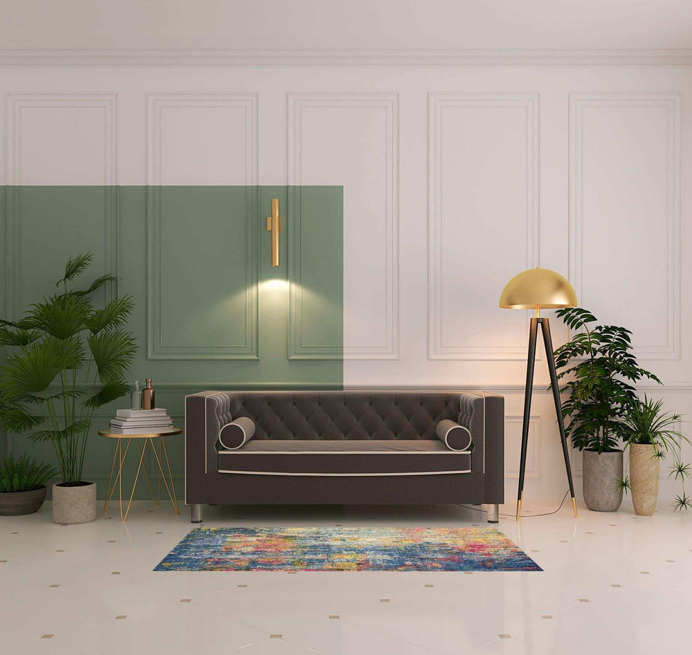 2' X 6' Blue And Yellow Abstract Power Loom Non Skid Area Rug - Homeroots - Flyclothing LLC