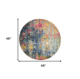 4' X 4' Blue And Yellow Abstract Power Loom Non Skid Area Rug - Homeroots - Flyclothing LLC