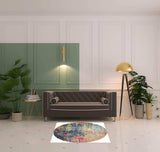 4' X 4' Blue And Yellow Abstract Power Loom Non Skid Area Rug - Homeroots - Flyclothing LLC