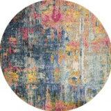 5' X 5' Blue And Yellow Round Abstract Power Loom Non Skid Area Rug - Homeroots - Flyclothing LLC