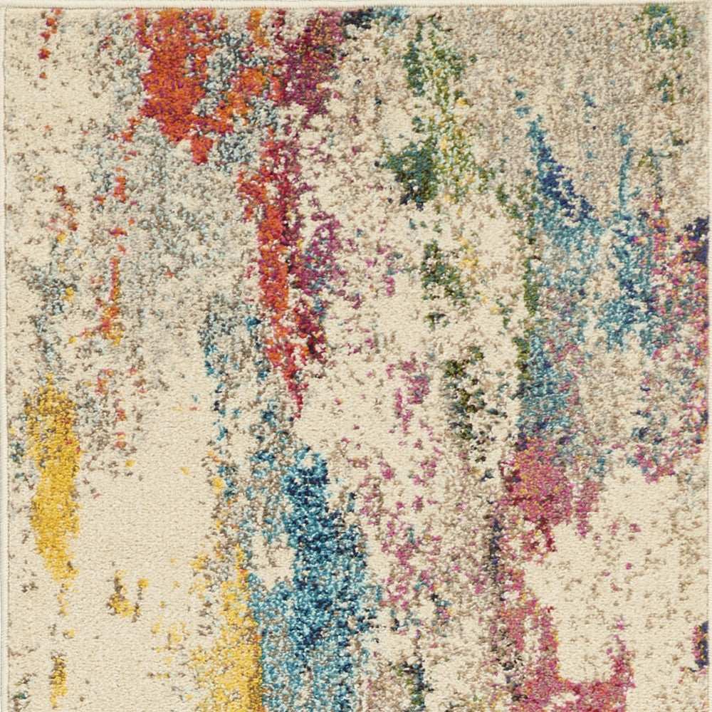 2' X 8' Ivory Abstract Power Loom Non Skid Runner Rug - Homeroots - Flyclothing LLC