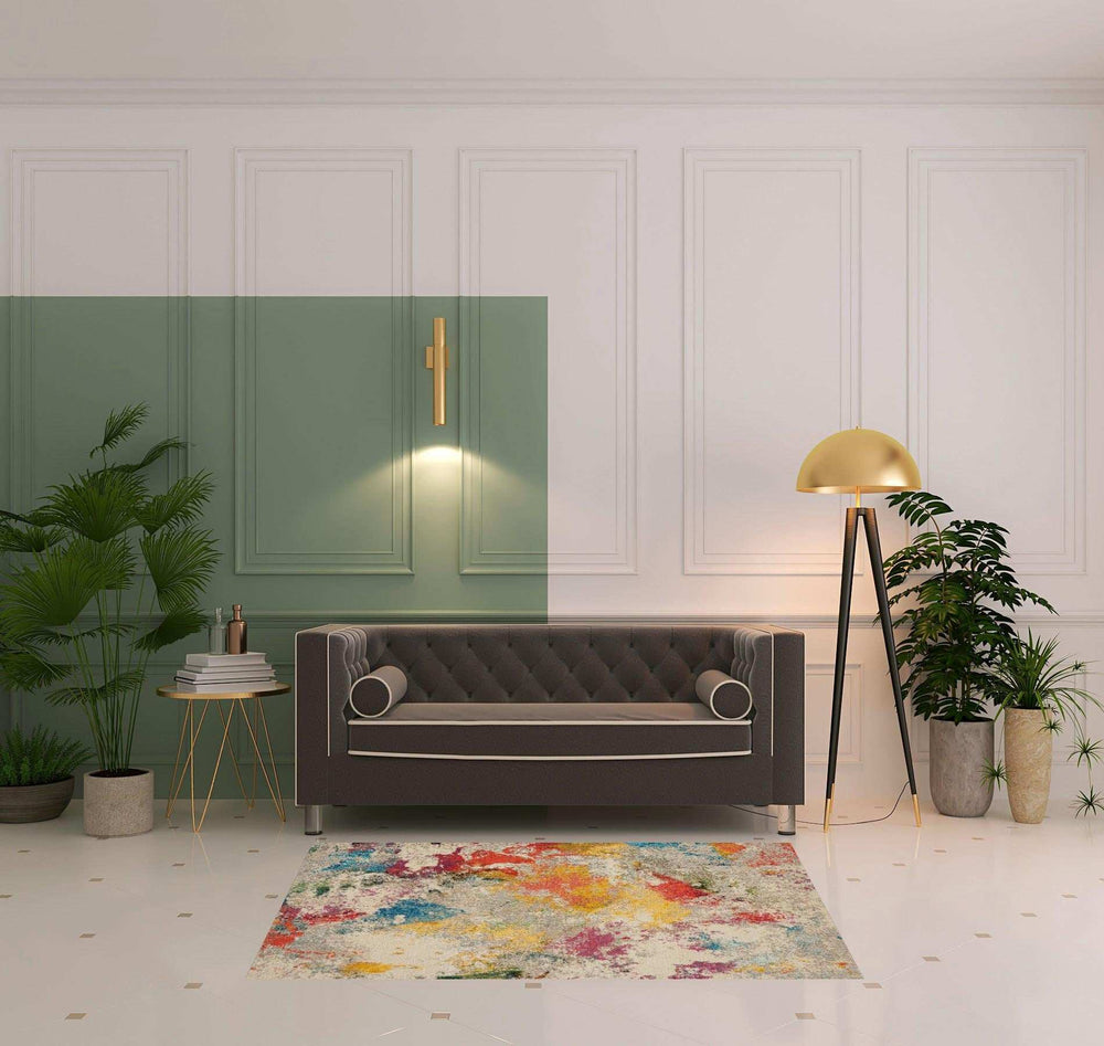 4' X 6' Ivory Abstract Power Loom Non Skid Area Rug - Homeroots - Flyclothing LLC