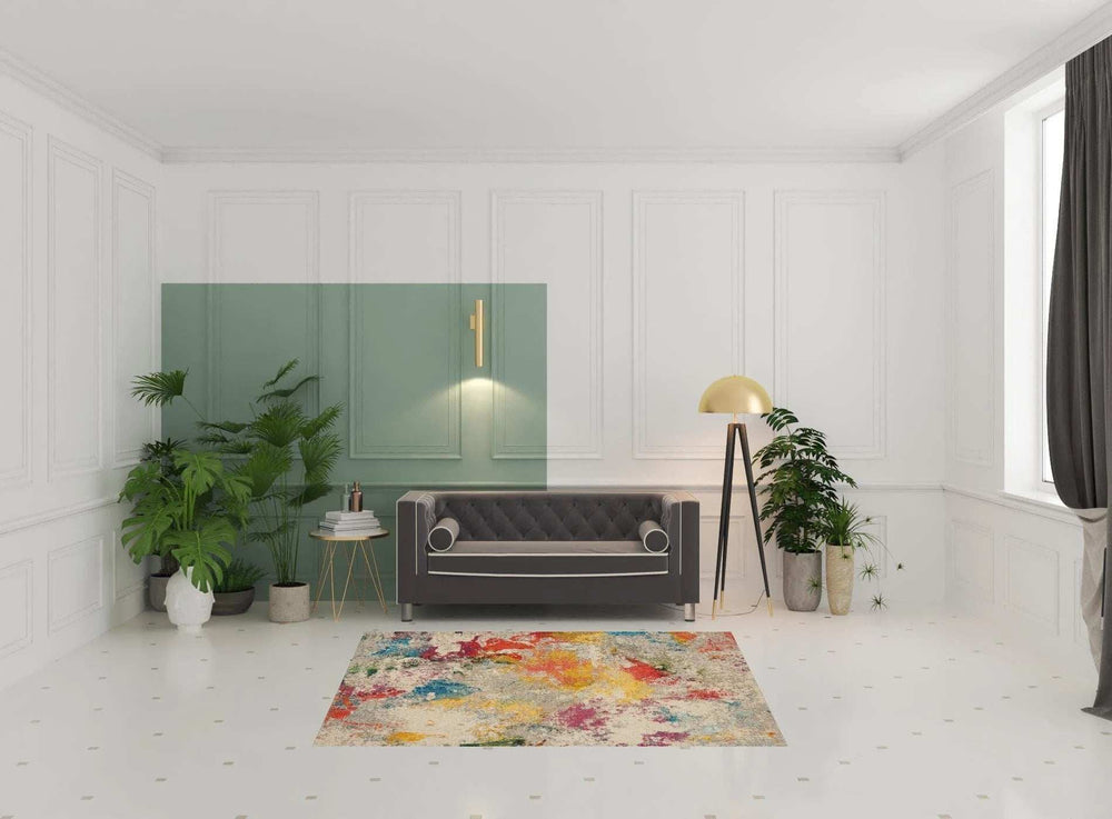 5' X 7' Ivory Abstract Power Loom Non Skid Area Rug - Homeroots - Flyclothing LLC