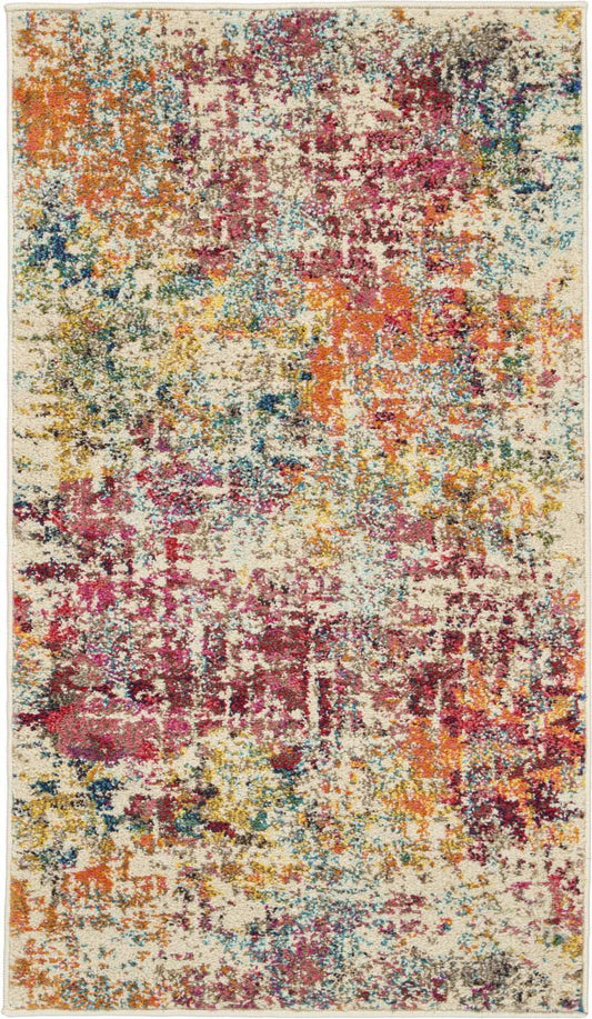 2' X 4' Pink Abstract Power Loom Distressed Non Skid Area Rug - Homeroots - Flyclothing LLC