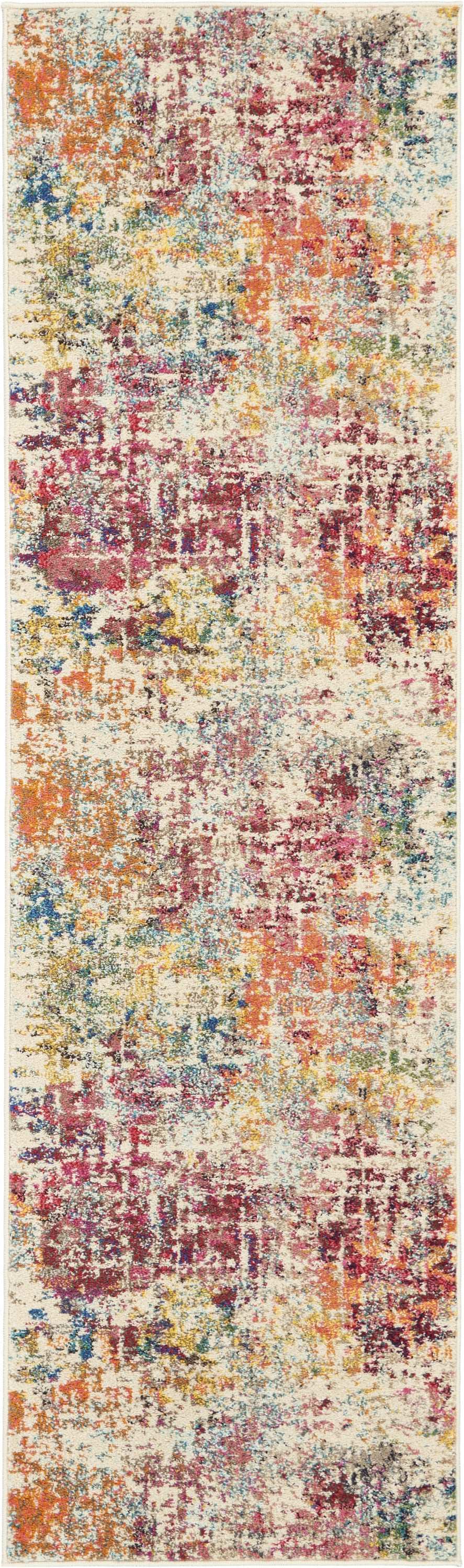 2' X 8' Pink Abstract Power Loom Distressed Non Skid Runner Rug - Homeroots - Flyclothing LLC